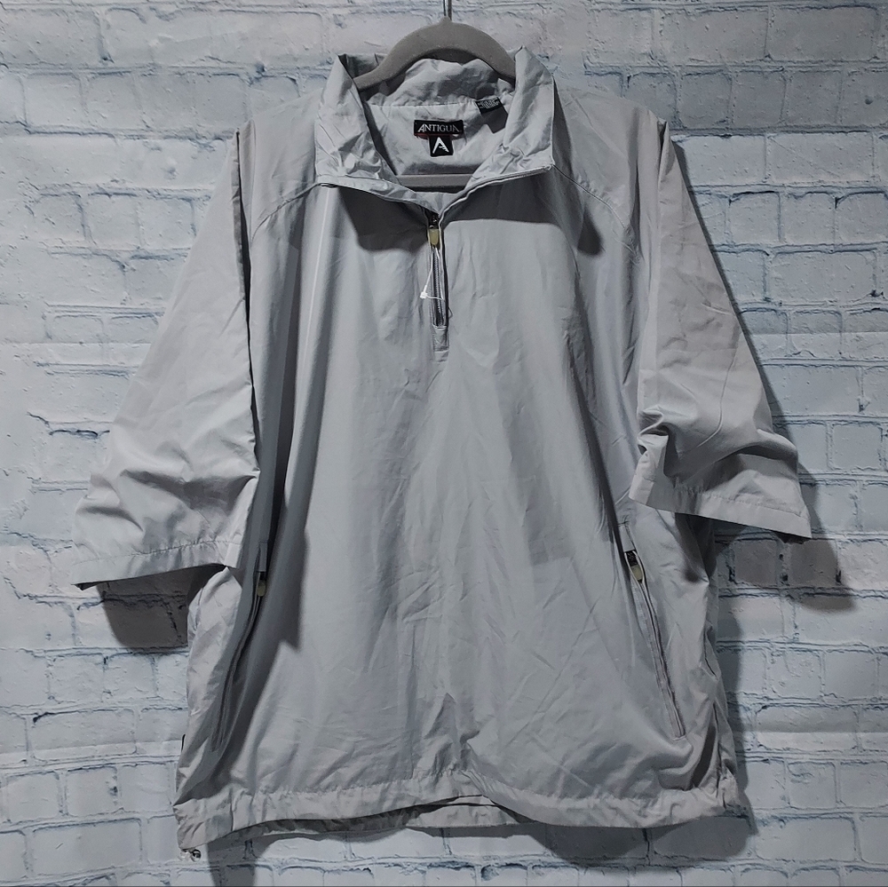 Antigua Mens Medium Grey Pullover Windbreaker Golf Sports Basketball Coach